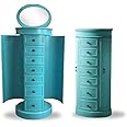 Hives and Honey Bailey Oval Standing Jewelry Armoire Cabinet, Jewelry Storage Organizer with Mirror Lid, Side Doors, 7 Drawers, Jewelry Chest, Jewelry Box for Necklaces, Earrings, Bracelets, Turquoise