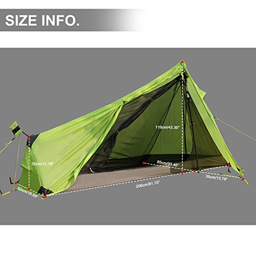 Andaker 1.6lb Ultralight Backpacking Tents One Person Man Hiking Single