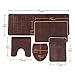 Over the Floor Bathroom Rug Mat, 5-Piece Set Memory Foam, Extra Soft Non-Slip Back (Brown)