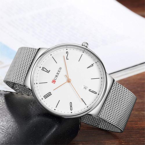 Curren Reloj para Hombre Reloj de Hombre de Negocios con Malla de Acero de Malla de Acero Inoxidable Reloj de Hombre de Negocios Hombres 8257 - Imagen 5
