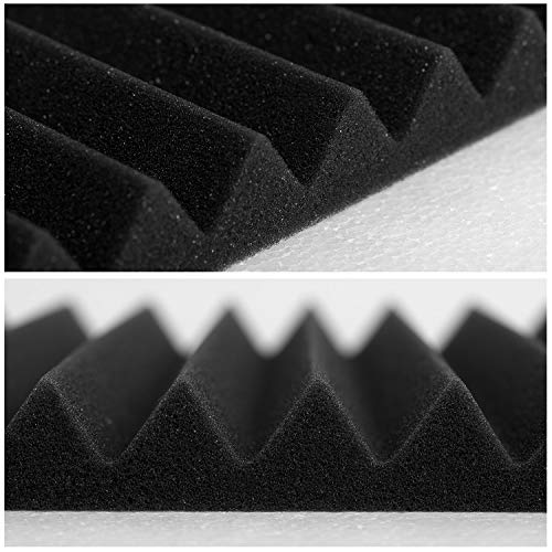 12 Pack 12x12x1 Inches of Black Wedge Studio Foam Tiles, Acoustic