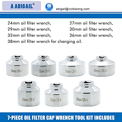 7 Pcs Low Profile Fuel Filter Socket Set 3/8 inch Drive 6 Point Oil