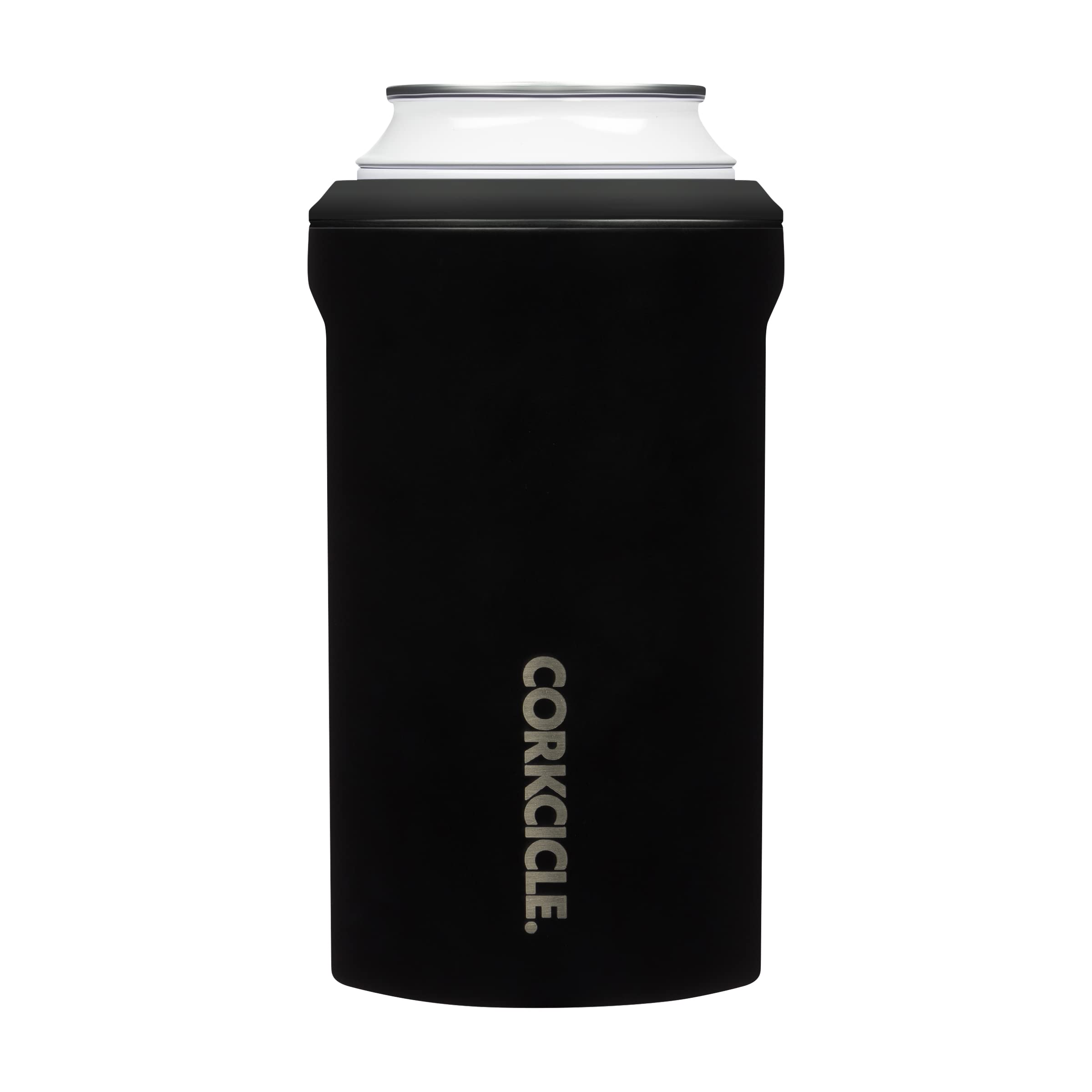 Corkcicle Arctican - Beer & Soda Can Cooler - Triple Vaccum-Insulated Stainless Steel Design - Holds 330ml / 400ml Cans & 330ml Bottles - Includes Adapter Bottle Sleeve - Black