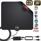 2020 Newest HDTV Antenna, HD Indoor Digital TV Antenna 130 Miles Range with Amplifier Signal Booster 4K HD VHF UHF for Life Local Channels Support All Television -16.5ft Coax Cable