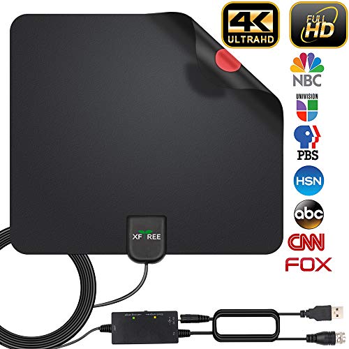 2020 Newest HDTV Antenna, HD Indoor Digital TV Antenna 130 Miles Range with Amplifier Signal Booster 4K HD VHF UHF for Life Local Channels Support All Television -16.5ft Coax Cable