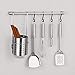 eForwish Stainless Steel Kitchen Rail Utensil Rack with 8 Hooks Hangers Wall Mounted(16