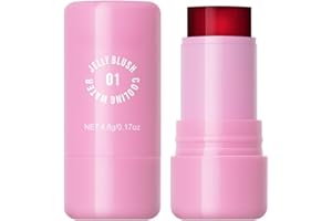 QRBXA Milk Blush Stick Cooling Water Jelly Tint,Blush Milk Lip and Cheek Makeup Stick,Sheer Lip & Cheek Stain,Buildable Watercolor Finish(#1 poppy pink)
