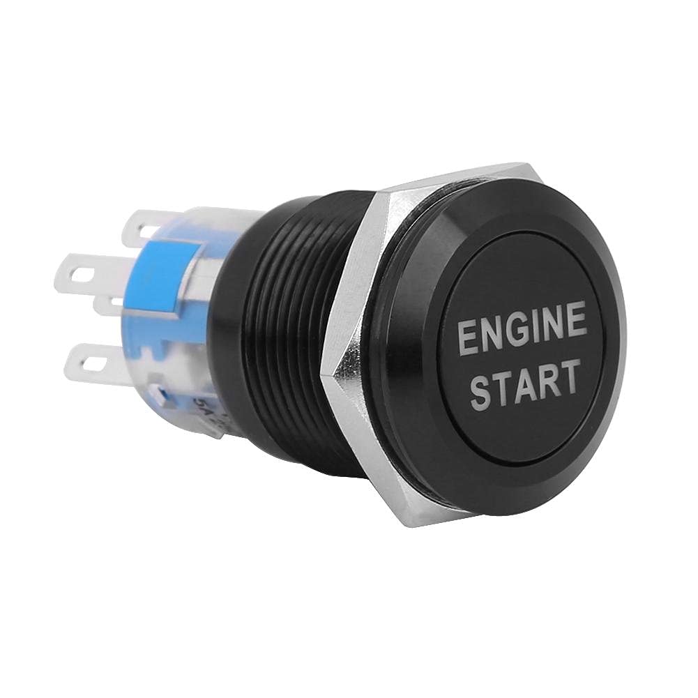 12V Car Engine Start Push Button, Keenso LED Engine Start Switch Ignition Starter Engine Starter Button White for 19mm Mounting Hole (Zinc-Aluminium Alloy) car switch start stop knopf