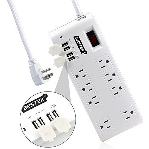 BESTEK 8-Outlet Surge Protector Power Strip with 5.9 Feet Cord and 4 USB charging ports