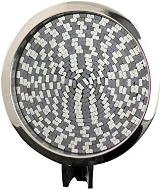 DMA Elements Home Stainless-Steel Round Tray with Silver and Black Mosaic Tile Design