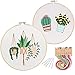 2 Pack Embroidery Starter Kit with Pattern, Kissbuty Full Range of Stamped Embroidery Kit Including Embroidery Fabric with Pattern, Bamboo Embroidery Hoop, Color Threads and Tools Kit (Cactus Plants)