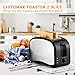 Toaster 2 Slice, CUSINAID Toasters with 2 Extra-Wide Slots, 2 Slot Toasters, Top Rated Best Prime, Stainless Steel with Pop Up Reheat Function Black