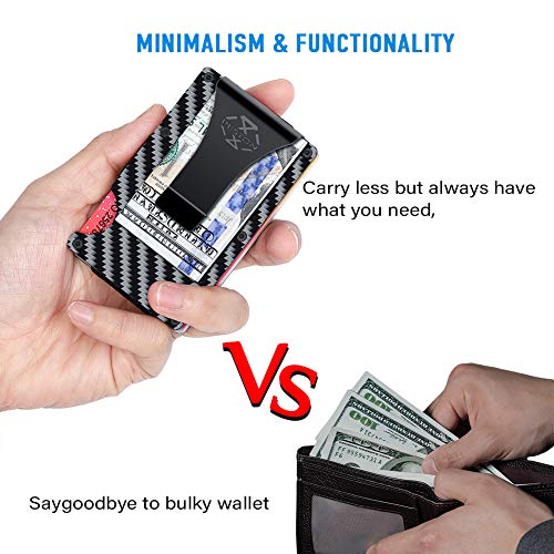 PESTON Minimalist Carbon Fiber Wallet and Money Clip RFID Blocking Card Holder - Thumbnail 5