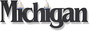 MEMORY MATS & WORD ART US States Decorative Wall Signs, Vacation & Destination Geographic Graphic Plaque, 18 x 6 inches (Michigan)