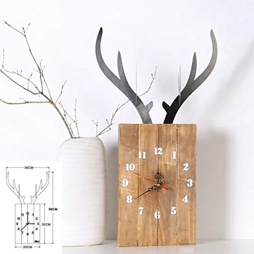 BJXM Creative Personality Wooden Antlers Clock/Fashion Art Decorative Mute Large Wall Clock (Large Wall Clock)/VC6003