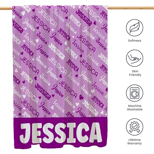 Personalized Blanket with Name, Custom Purple Blankets with Letter Words Soft Flannel Throw Blanket for Kids Adults Friends Families, Birthday Christmas Valentines Day Gift - 30X40 in for Pets