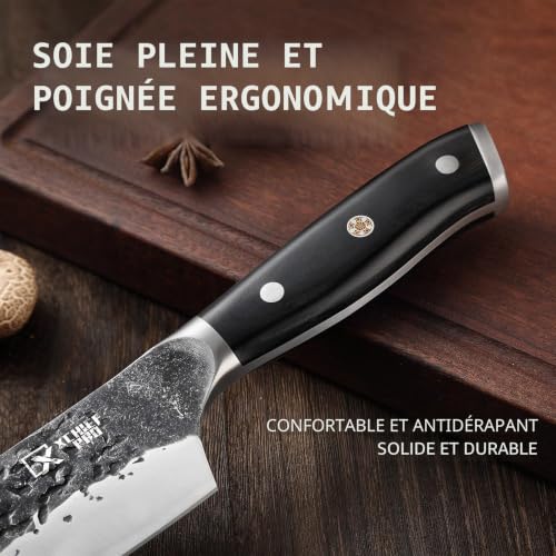XCHIEF PRO Set of 6 hand forged Japanese kitchen knives | Carbon Steel Japanese Kitchen Knife Set with Carry Bag for Cooking, Camping, BBQ etc.