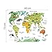 AWAKINK Cartoon Background Colorful English Words World Map Wall Art Decals Stickers Vinyl For Kids Rooms Parlour Television Wall Home Decal Home Decoration
