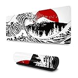 Black and White Japanese Kanagawa Wave Red Sun