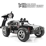 SZJJX RC Car, 1/12 Scale 4WD High Speed Vehicle 35MPH+ 2.4Ghz Radio Remote Control Truck with LED Light Vision - Black