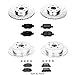 Power Stop K2315 Front/Rear Ceramic Brake Pad and Cross Drilled/Slotted Combo Rotor One-Click Brake Kit