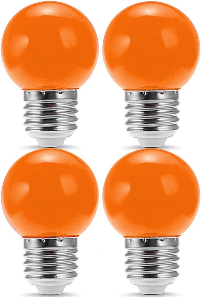 4 Pack G14 LED Orange Light Bulb 1W 120V E26 Base Small Night Light
