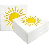 LOONELO Boho Sun Napkins, 100pcs Here Comes The Son Baby Shower Napkins, Disposable Sun Paper Beverage Napkins for Boho Sun Birthday Party Baby Shower Home Kitchen Table Decor