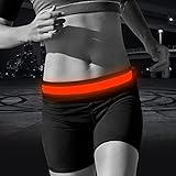 Bseen Running Belt - Reflective Waist Belt - LED Running Waist Belt USB Rechargeable Running Gear Light Weight Polyester Sport Belt Adjustable Elastic Band and Buckle for Runner (Orange)