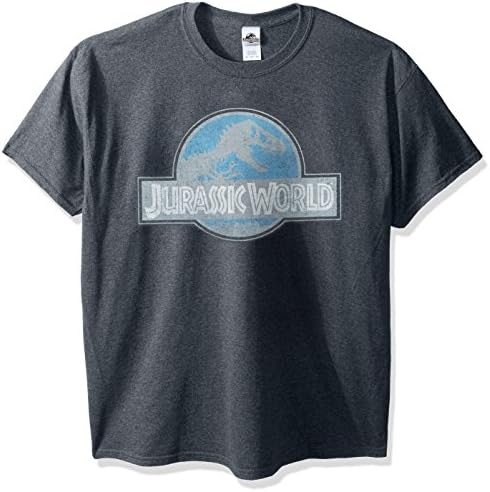 Jurrassic Park Men's Jurassic World Logo T-Shirt, Dark Heather, 5XL