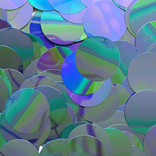 30mm Flat Round SEQUIN PAILLETTES ~ Aqua Iris Rainbow Metallic Reflective ~ Loose sequins for embroidery, bridal, applique, arts, crafts, and embellishment. Made in USA.