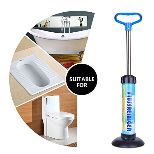 Samshow - Toilet Plunger Powerful Manual Multi Drain Plunger Suitable for Bathtubs,Toilets, Showers (Blue)