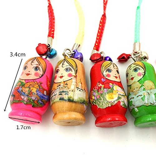 Hotusi Set of 12 Fashion Jewelry Drip Charm Key Chains Wooden Nesting Dolls with Key Rings Keychains Decorative Gifts