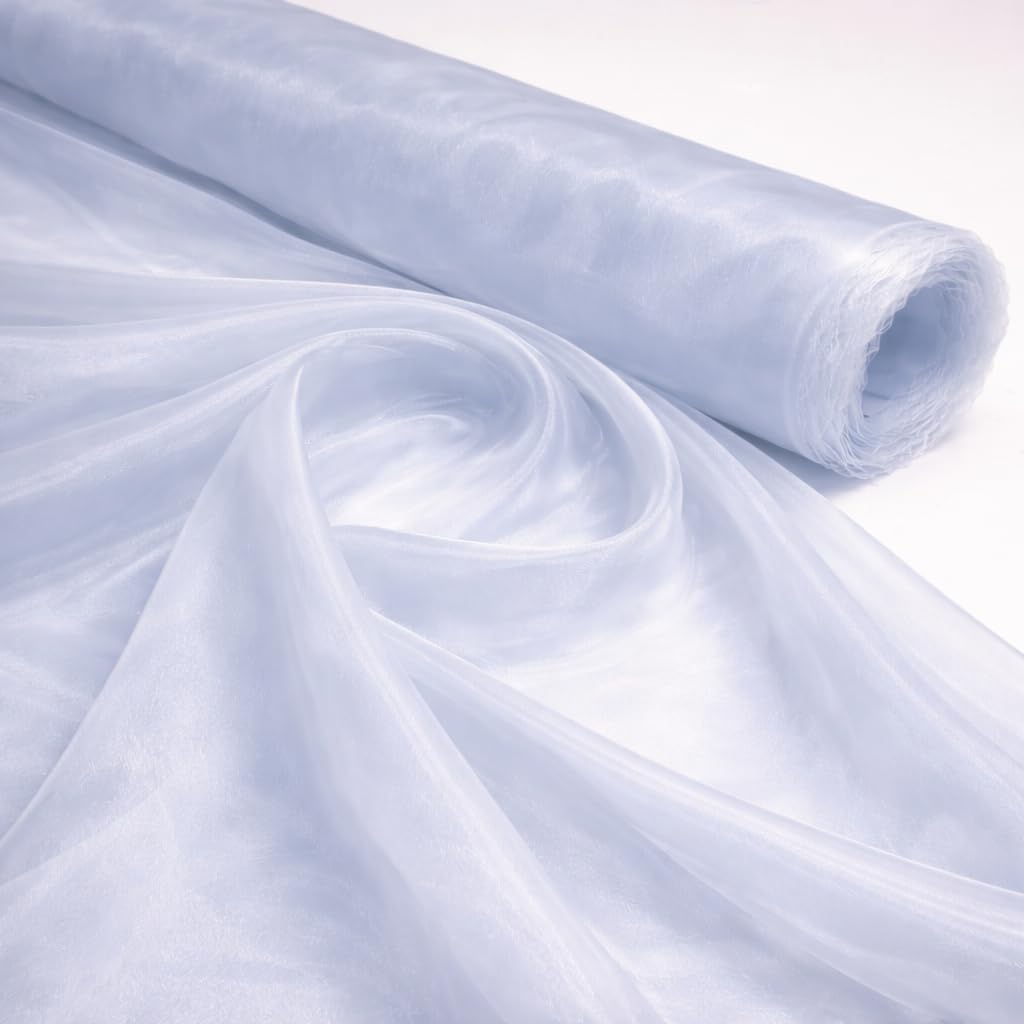Sky Blue 5 Meter Pack Plain Sheer Lightweight Organza Voile Drape Curtain, Wedding, Chair Sash Fabric 150cm Wide