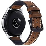 Fullife Compatible with Galaxy Watch 42mm Band Leather and Silicone Hybrid Sports Strap Replacement for Samsung Galaxy Watch 42mm Band Galaxy Watch Active 2 Bands 44mm 40mm Smart Watch, Coffee
