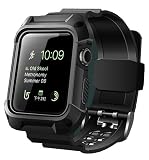 Apple Watch Silicon Band, NatoGears 42mm iWatch Bands with Protective Case Shockproof Rubber Replacement Strap with Metal Buckle Clasp for Apple Watch Series 3/2 / 1, Sport Edition, Men (Black)