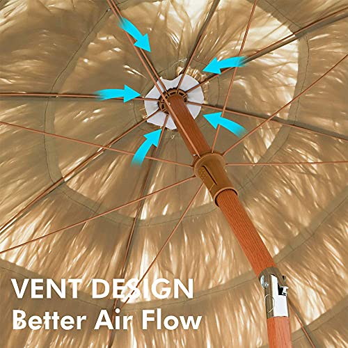 Outech Ø180cm Garten Sonnenschirm, Große Terrassenschirm, Hawaiianischer Stroh Strandschirm Im Freien, Mit 8 Starken… – Bild 7