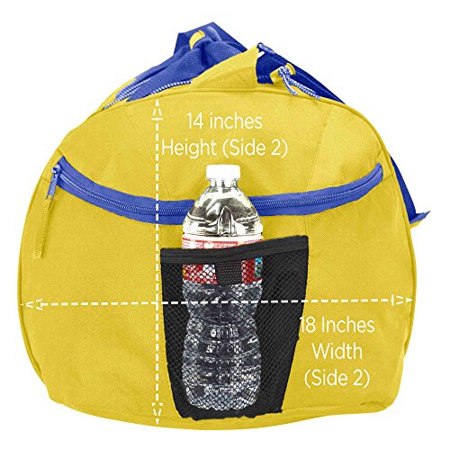 DALIX 24" The Dagger Basketball Duffle Bag Sports Shoe Ball Holder Duffel w Shoulder Strap and Water Bottle Holder (Gold-Royal-Blue) - Thumbnail 5
