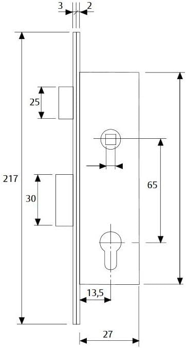Tesa Assa Abloy 220015HZ Single Point Slide Lever Lock For White Zinc Plated Metal Profiles Entry 13.5mm 2200 With Cylinder - Image 3
