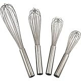 Stainless Steel French & Piano Whips - Set of 4