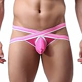 FEESHOW Men's Jock Strap Bikini Birefs X Cross Bulge Pouch Underwear