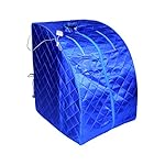 ALEKO PIN11BL Personal Folding Portable Home Infrared Sauna w/ Folding Chair and Foot Pad, Blue