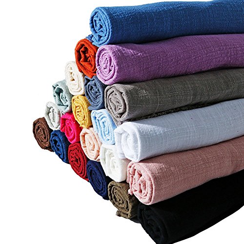 Linen Cotton Fabric Organic Material Pure Natural Flax Cambric Eco Craft Costume (Lake Blue)