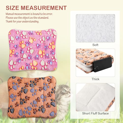 Soft Pet Bed Mats, 33 x 47 cm Cozy Fleece Dog and Cat Crate Kennel Pads with Cute Prints, Washable and Thickened - Ideal for Hamsters and Guinea, 4 PCS