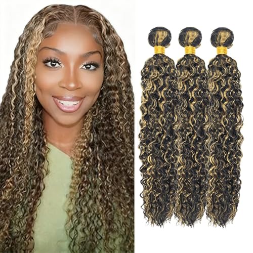 P1B27 Highlight Human Hair Bundles Honey Blonde Curly Bundles 20 22 24 Inch at Amazon