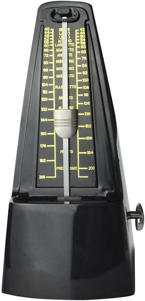 Muse Musical Mechanical Metronome High Accuracy with Audible Click & Bell Ring for Piano /Guitar /Bass /Drum /Violin and Other Musical Instruments，Adjustable Tempo (Black2)