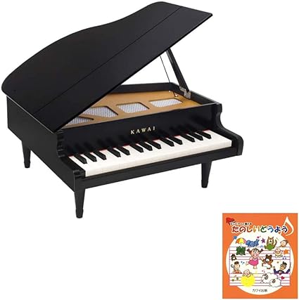 Amazon カワイ ミニピアノ グランド ブラック 木製 たのしいどうよう曲集セット 1141 どれみふぁシール付 Kawai 楽器 音響機器 楽器