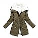 mewow Women's Winter Mid Length Thick Warm Faux Lamb Wool Lined Jacket Coat