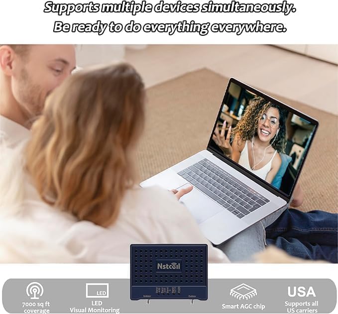 Cell Phone Booster for Home，Up to 8,000 sq ft,Cell Phone Signal Booster with 2 Indoor Antennas Band 66/2/4/5/12/17/13/25 for All Canadian Carriers | Boost 4G Data Signal | ISED Approved