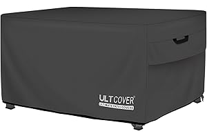ULTCOVER Rectangular Gas Fire Pit Table Cover 48x28 inch Waterproof Heavy Duty Firepit Cover, Black