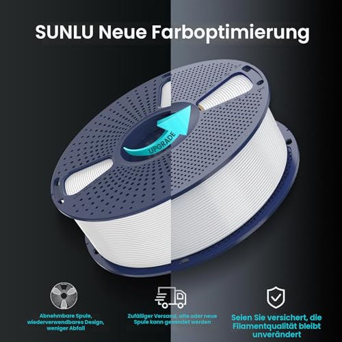 SUNLU PLA+ 3D Printer Filament, 1.75 mm, Stronger Resilience, Neatly Wound, 1 kg, Dimensional Accuracy +/- 0.02 mm, White